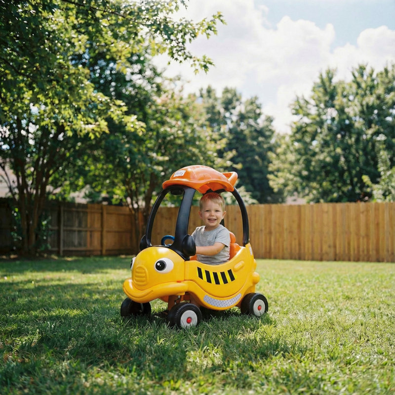 Grow'n Up Cooper the Construction Coupe - Kids Ride-On Toy with 360-Spin Wheels, Dry-Erase Personalization Sign, Parent Handle & Storage - Heavy Duty Foot-to-Floor Car