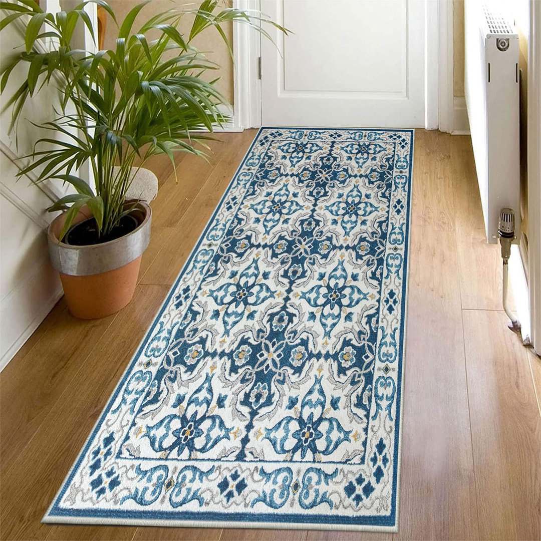 Aspire Homeware Blue Traditional Area Rug Vintage Indoor Carpet