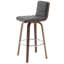 Tabouret pivotant rembourré Bomia avec structure en bois massif et dossier en similicuir en L-221022967-221022961