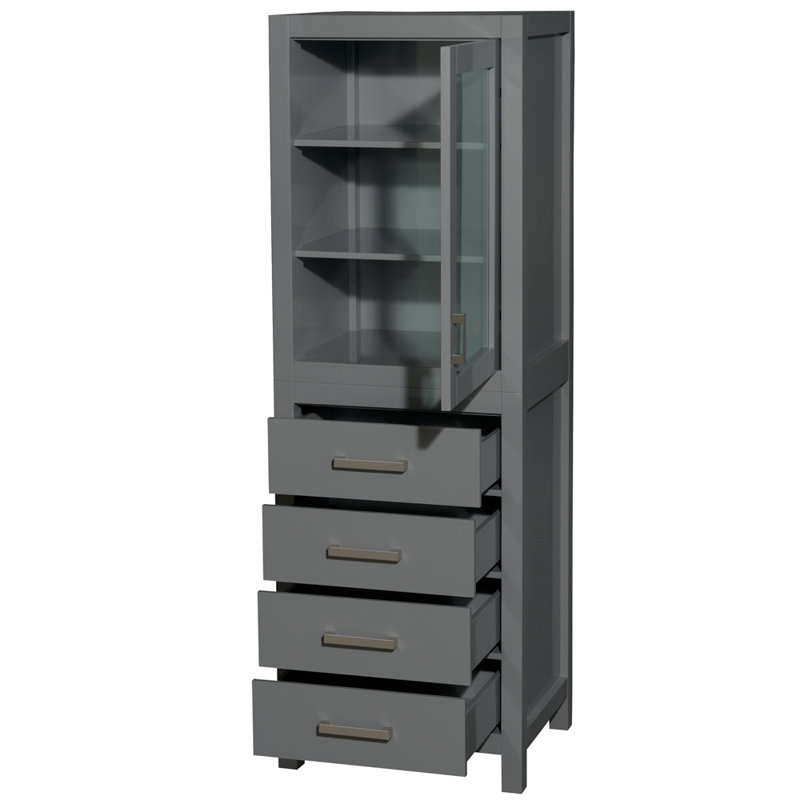 Sheffield Solid Wood Linen Cabinet, Dark Gray