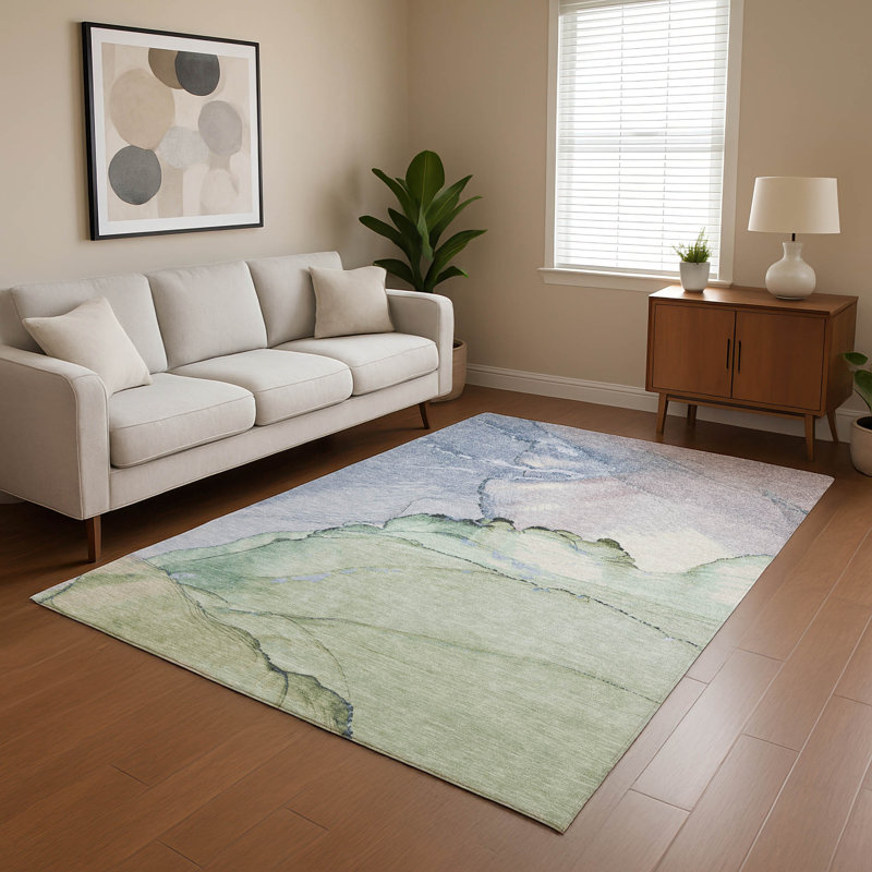 Tapis moderne lavable à la machine de qualité supérieure AMF1783, Rectangle 10 pi x 14 pi