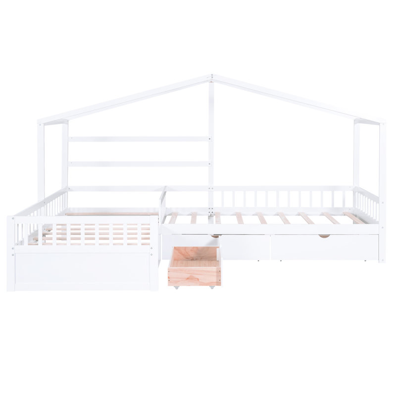 Twin Platform Bed With 3 Storage Drawers In White - & Fascinating Size Drawers, Solid Comfortable, White
