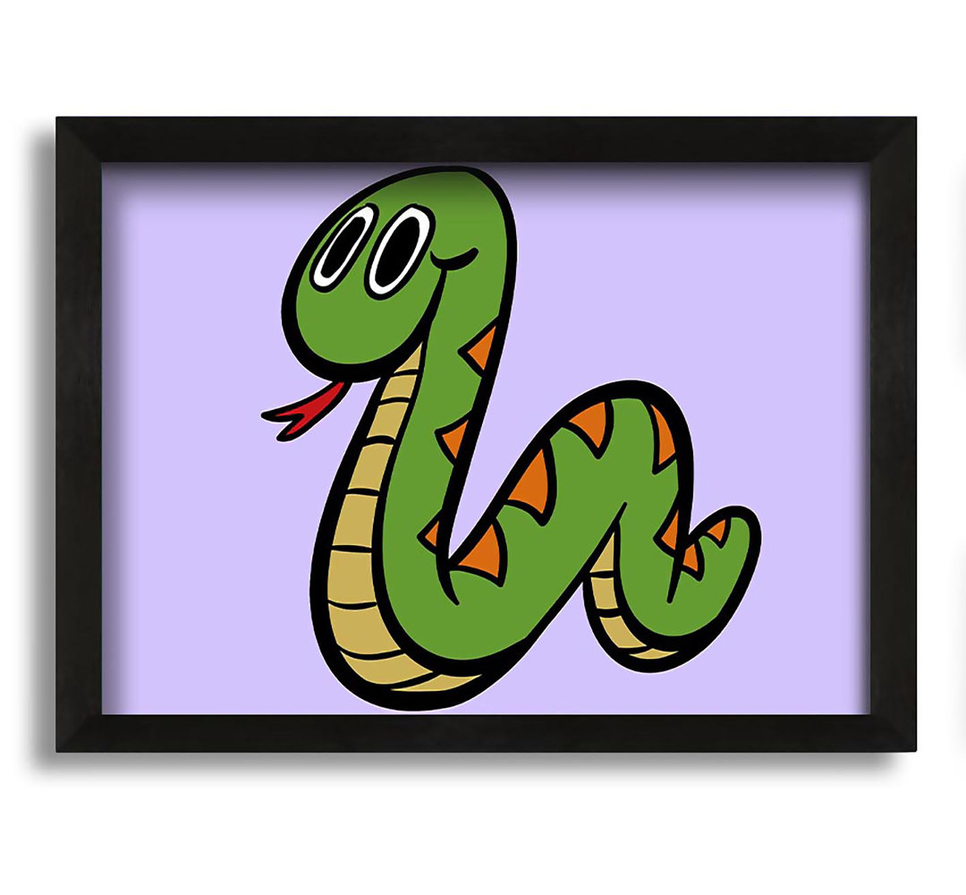 Gerahmtes Leinwandbild Cartoon Snake in Flieder