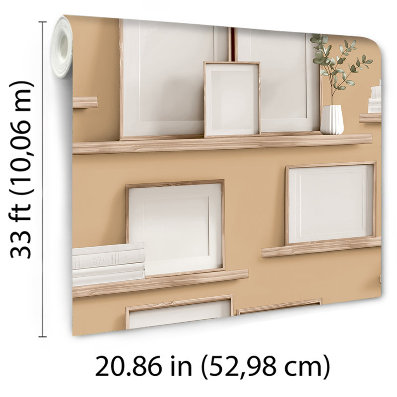 Papier peint encadré moutarde Frame, Jaune