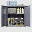 Armoire de rangement murale grise en acier gris, H 13,67 po, conception flottante, pour les sous-sols, les cuisines et les entrepôts, aménagement personnalisable, étagère pivotante à charnière à ouverture douce, porte