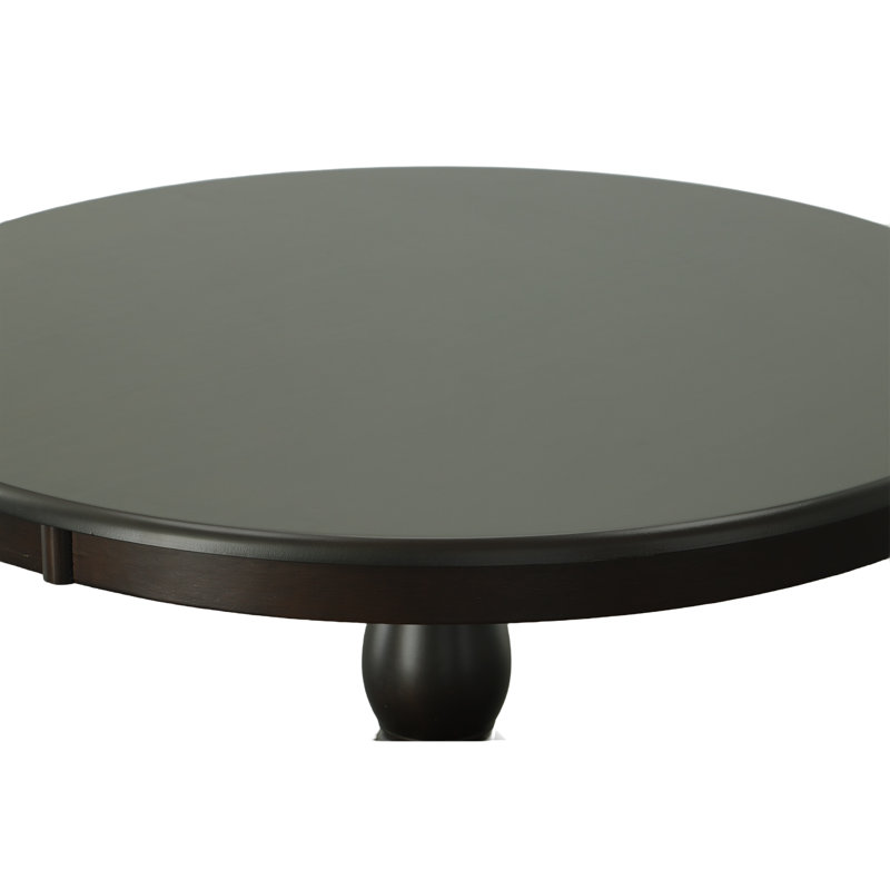 Classic Black 42-Inch Round Pedestal Dining Table with Space-Saving Design, Espresso