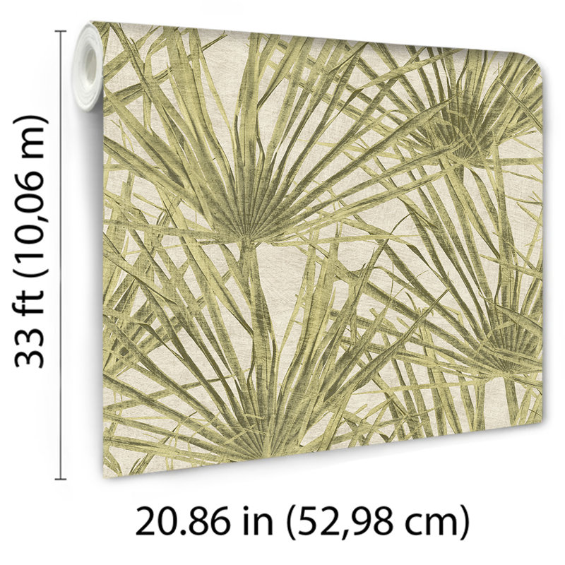 Papier peint jaune Palm Dusty, Jaune