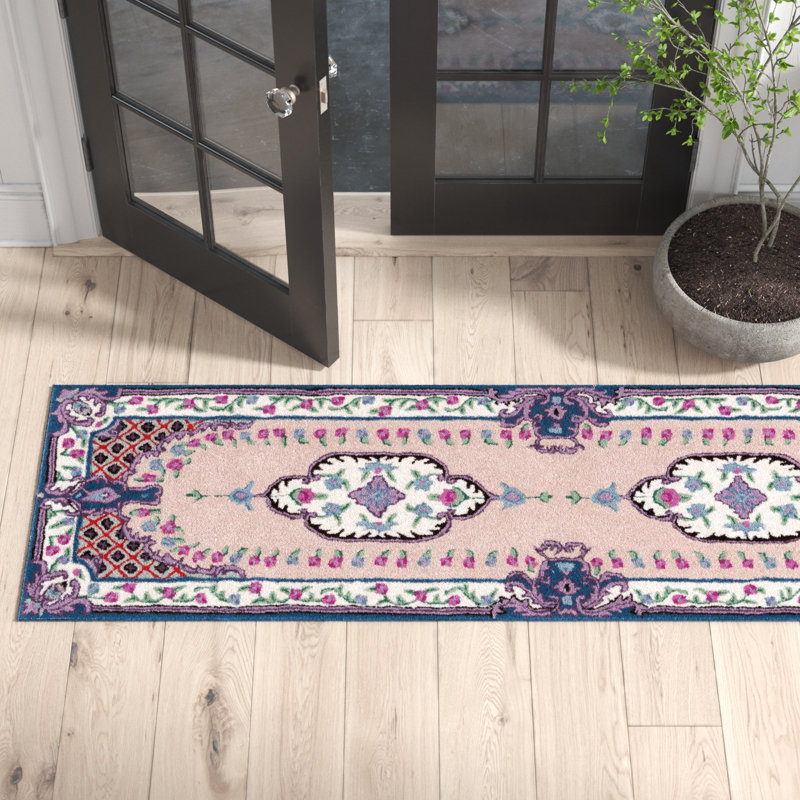Luxembourg Floral Handmade Tufted Wool Pink/Ivory Area Rug, Runner 2'3" x 8'