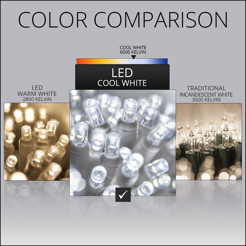 70 Light Wide Angle White Wire LED Mini String Lights (End to End Connectable), Cool White