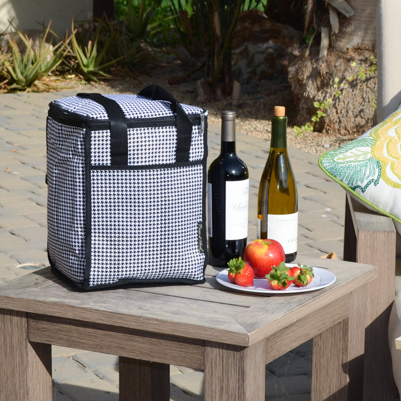 Houndstooth Black and White Insulated Picnic Cooler Bag
