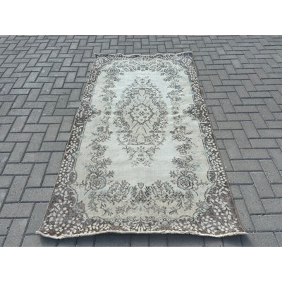 Vintage Wool Patchwork Rug, 1.5x2.7 Ft Beige Area Rug