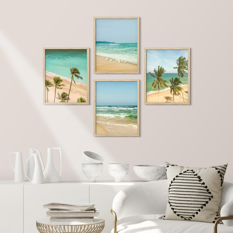 Palmier tropical 4 pièces Ocean Beach, Naturel, H 16 po x l 12 po