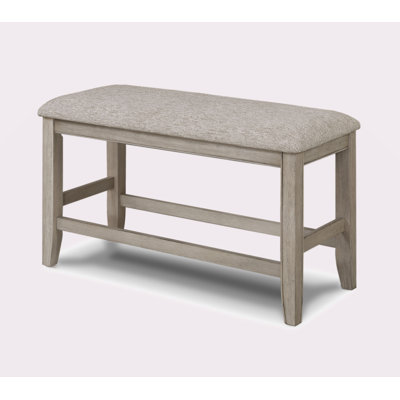 Farmhouse Style 1Pc Tan / Beige Gray Counter Height Bench Footrest Upholstered Seat Wooden Furniture