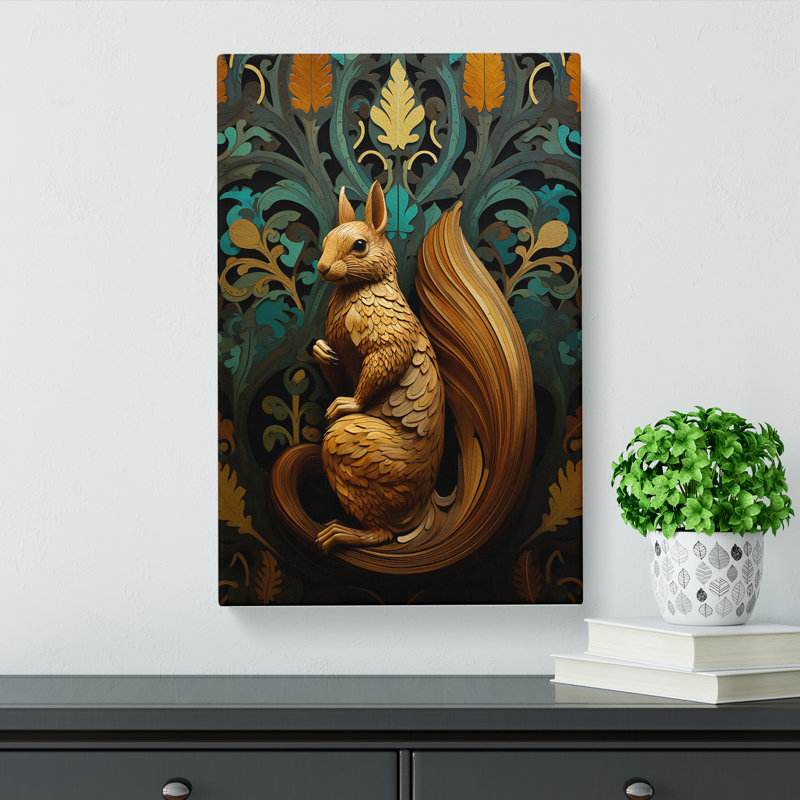Squirrel Deco - No Frame Print, 50cm H x 35cm W x 3cm D
