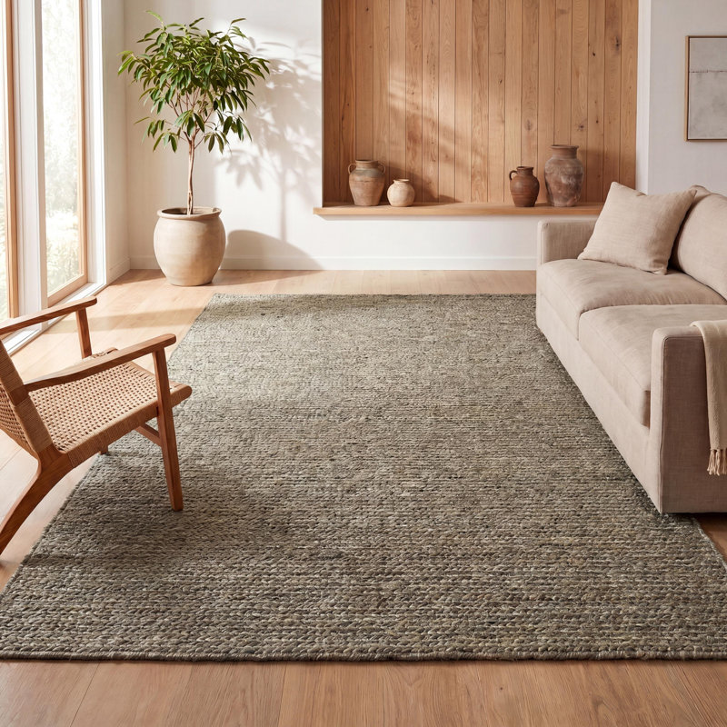 Tapis gris en jute tissé Griffin, Rectangulaire 8 pi x 10 pi