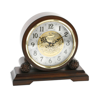 Analogue Walnut Solid Wood Quartz Movement / Crystal Tabletop Clock in Brown