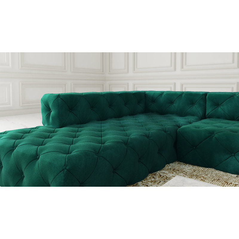 Annmarie Chesterfield Corner Sofa, Left Hand Facing, Bottle Green