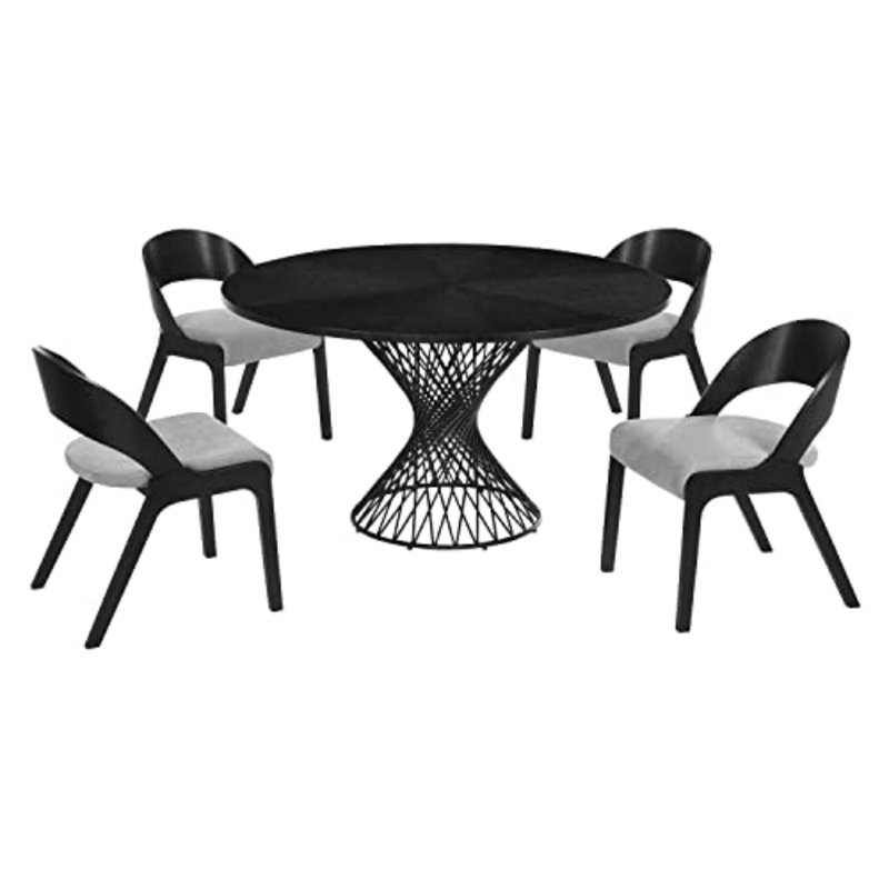 Schoonmaker 4 - Person Pedestal Dining Set, Black, Walnut