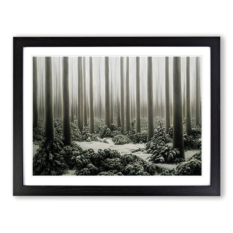 Adorable Winter Forest - Single Picture Frame Painting, Black Framed, 46cm H x 64cm W x 2cm D