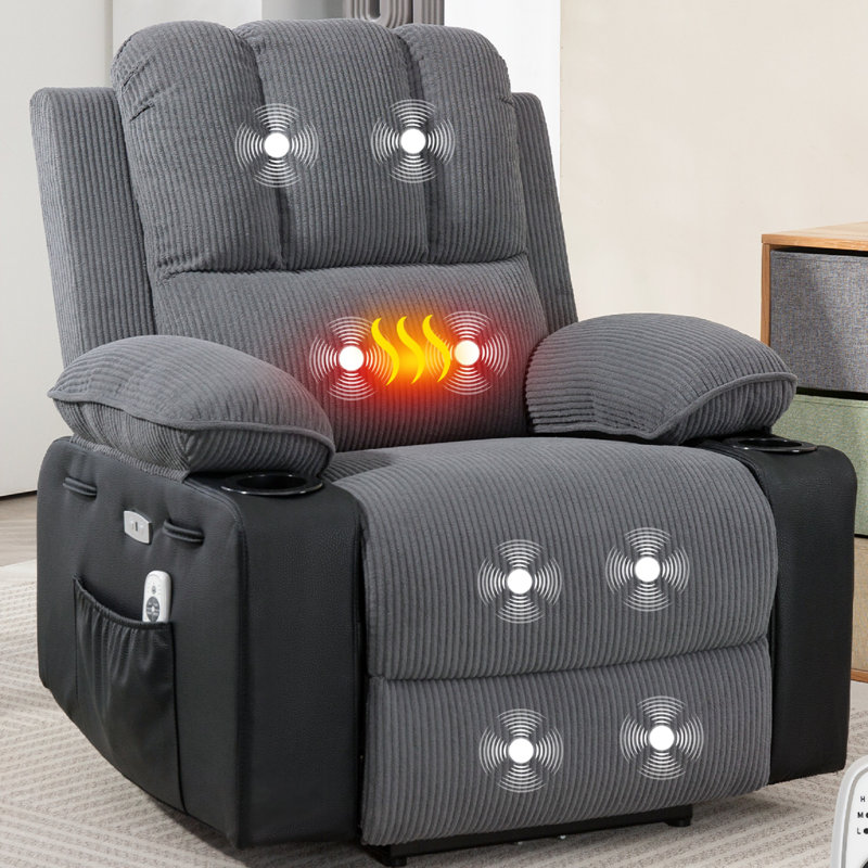 Aayansh Upholstered Recliner Heated Massage Chair, Yes, Grey
