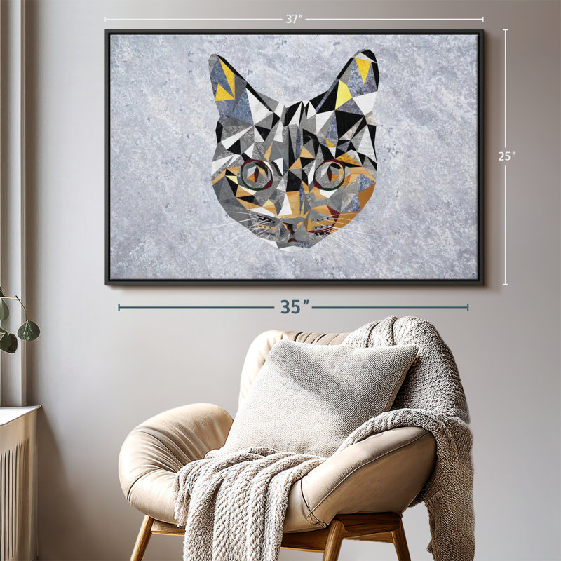 Animal «Chat géométrique», H 25 po x l 37 po