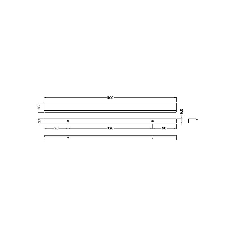 Finger Pull Handle 500mm - Brushed Pewter
