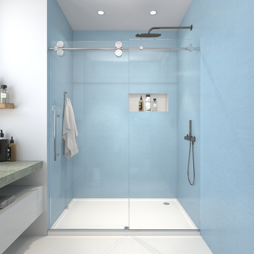 Julien 60" W x 76" H Frameless Shower Door with Heat Soaking Process and Protective Coating Treatment Zipcode Design™ 