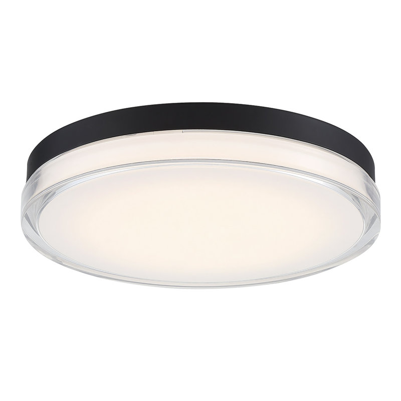 Pi Black Outdoor Flush Mount, 3000K, 2.5" H x 15" W x 15" D, Matte Black