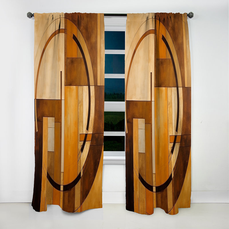 Bronze Brilliance Symmetry VI - Shapes Curtain - Blackout Abstract Curtain - 1 Panels, 52" W x 90" L