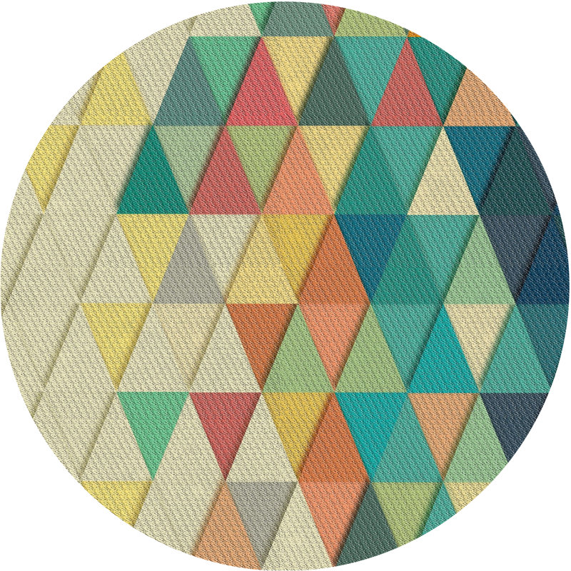 Tapis beige/vert/vert/zone orange patterned, Rond 7 pi
