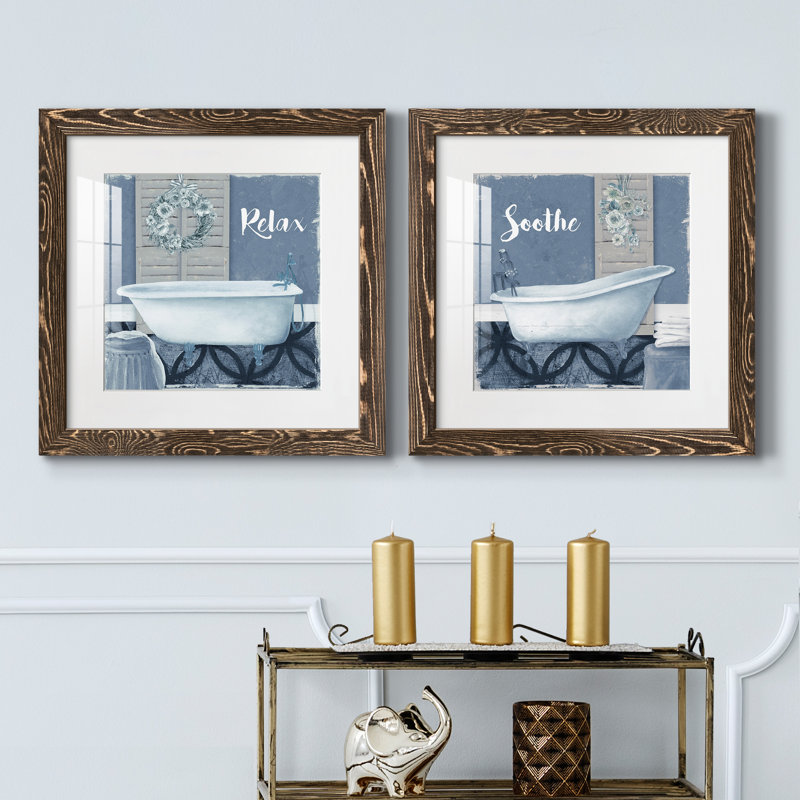 Relax - ensemble de 2 cadres photo, H 20 po x l 40 po x P 1,5 po, Encadré de bois de noyer