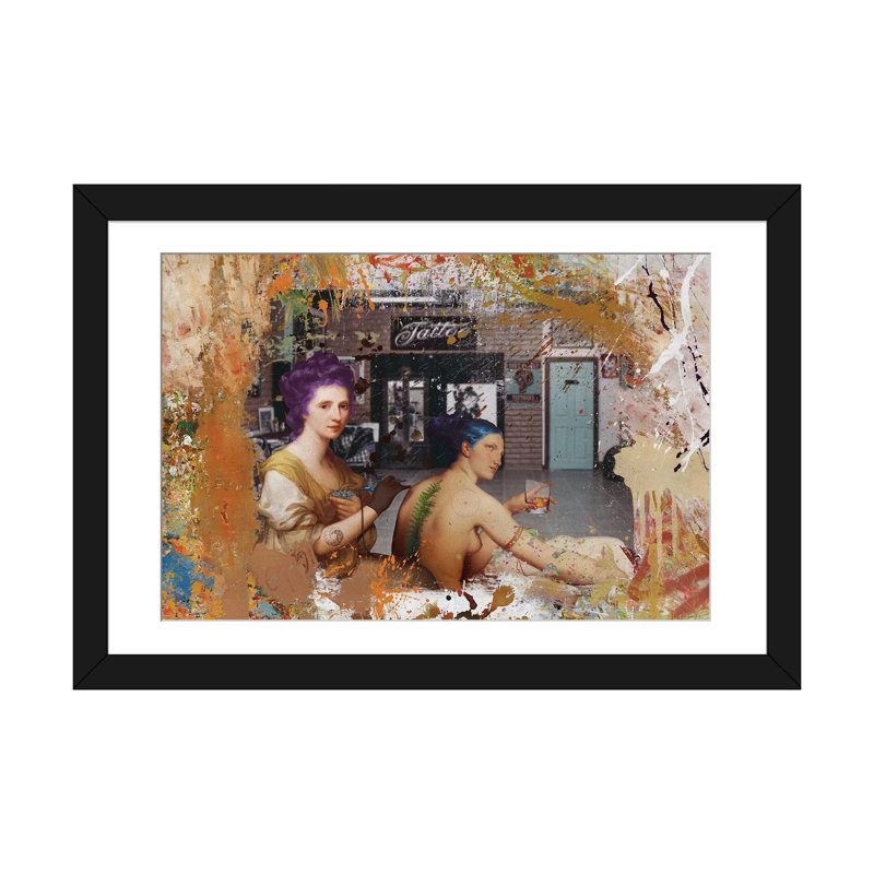 « tatouage », impression sur toile, H 16 po x l 24 po x P 1 po, Papier d'art encadré noir, Blanc