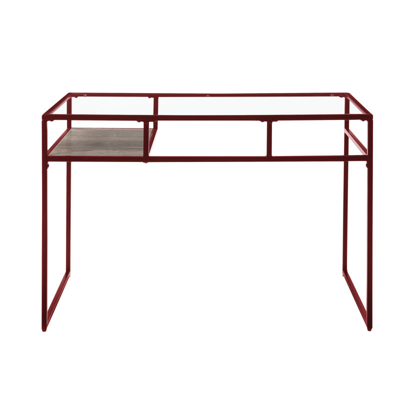 Yasin Glass Top & Red Finish Writing Desk, Red