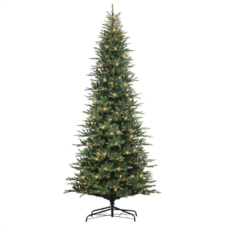 Grannia 12' H Slender Green Realistic Artificial Fir Christmas Tree with 1100 Lights