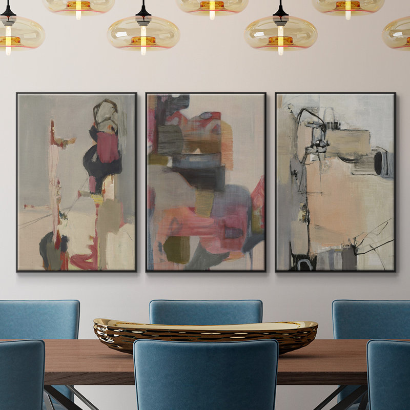 Grès, impression sur toile 3 pièces, H 36 po x l 72 po x P 2 po, Noir