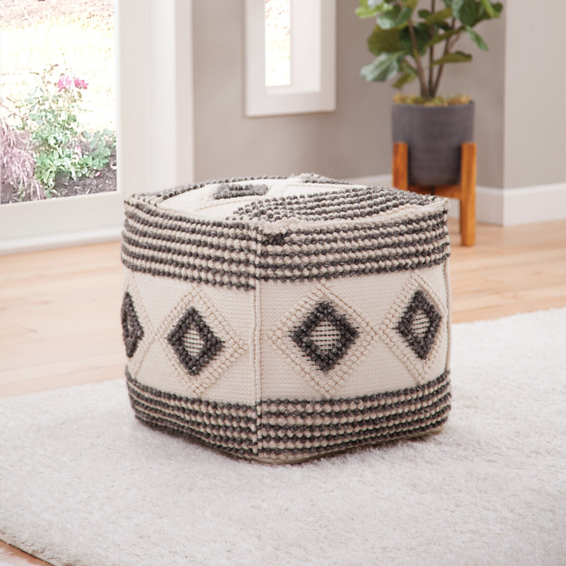 Jeljo 18'' Square Geometric Pouf Ottoman