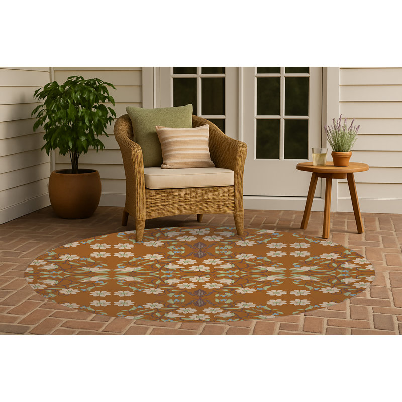 Tapis d'extérieur Millie, Brun, Rond 5 pi