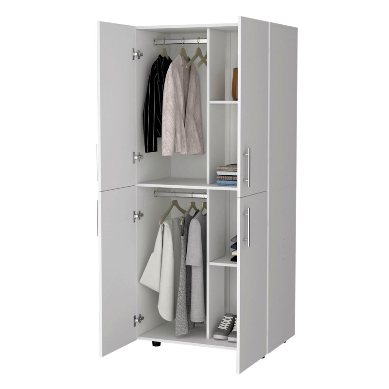Armoire à 4 portes pour la chambre à coucher, Blanc