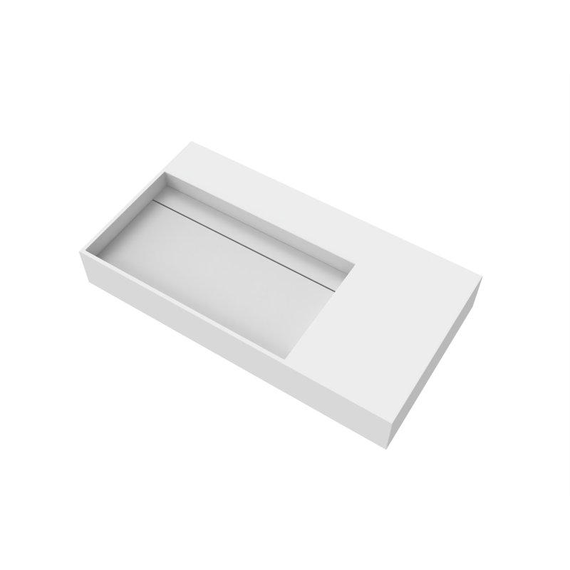 Lavabo de salle de bain mural rectangulaire 36 po avec lavabo gauche et comptoir Juniper - blanc, sans trou de robinet, Blanc