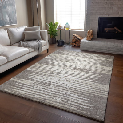 Premium Machine Washable Prisco Taupe Rug