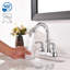 Robinet de lavabo de salle de bain central à 4 poignées 4 po avec bec pivotant à arc élevé et ensemble de drain, chrome-110240597