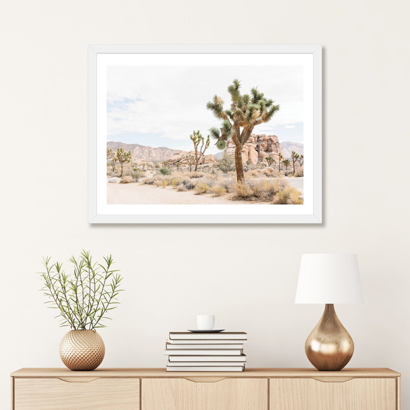Joshua Tree, Mohave Desert - Print, 24" H x 32" W x 1" D, White Framed Fine Art Paper