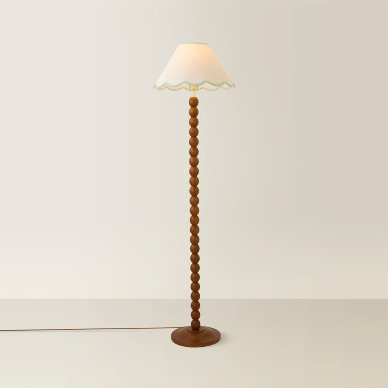 Helgomar 130cm Matte Traditional Floor Lamp, Brown, Cream/Green