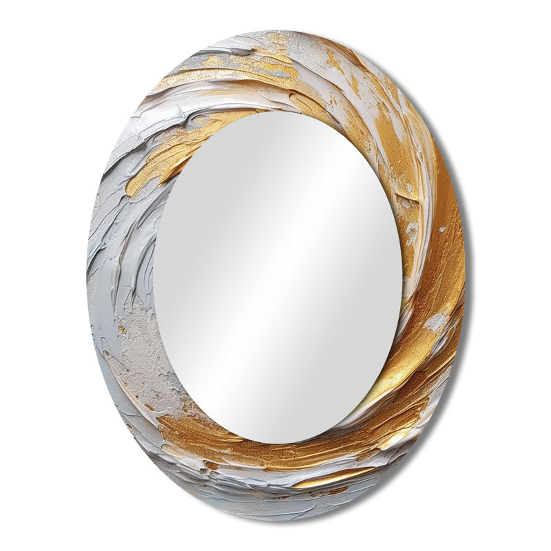 Miroir mural ovale doré et crème - tourbillons enchantés II, 43 po x 33 po