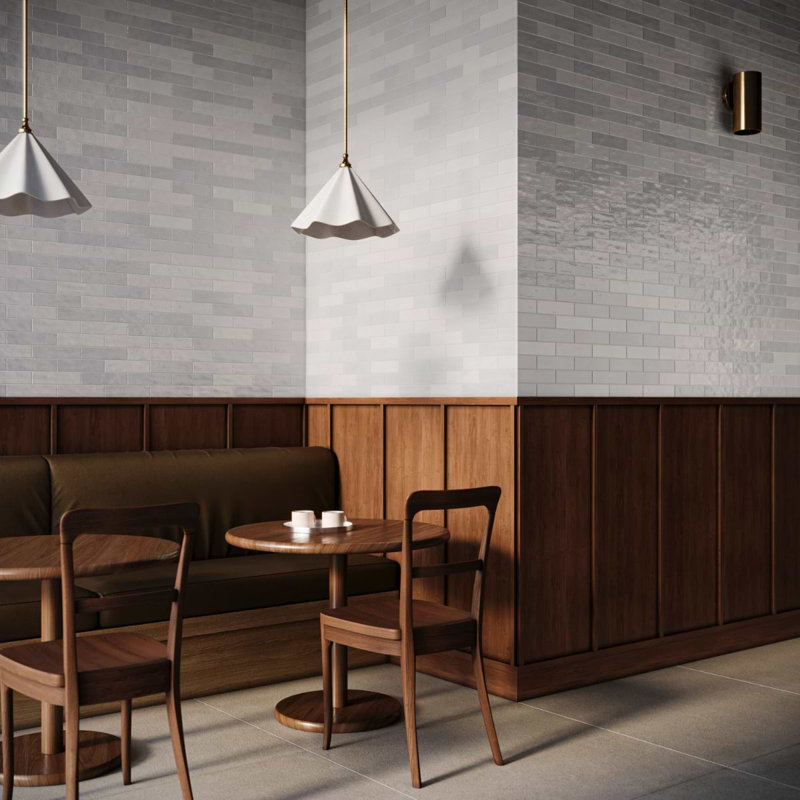 Montauk 2x8 Mixed Finish Ceramic Tile, Fog Gray