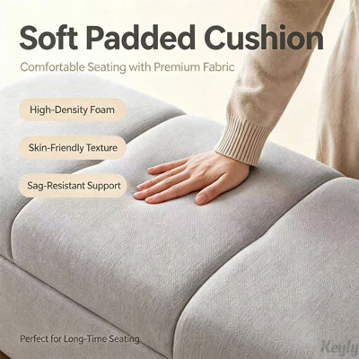 Upholstered Storage Bench with Linen Fabric