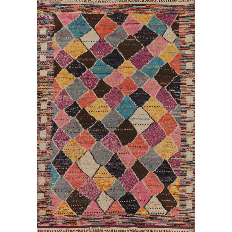 Tapis oriental à motif de treillis marocain All-Over 8 x 11