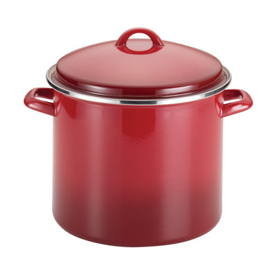 Rachael Ray Enamel on Steel Large Stockpot with Lid, Induction Suitable, 12 Quart