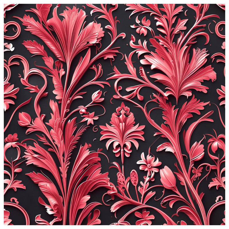 Tapis de bain floral rouge complexe, L 24 po x L 17 po