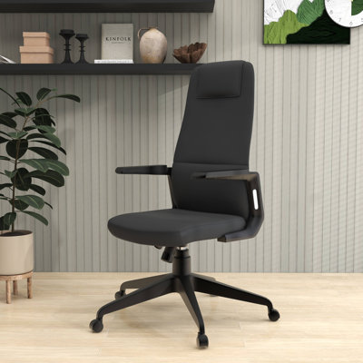 Mylaya Leather/Polyester Office & Conference Chair – Adjustable, Tilt-Controlled Executive Ergonomic Seating with Swivel for Home Office, Conference R